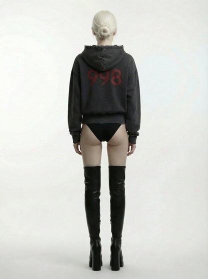 998 Hoodie | Washed black