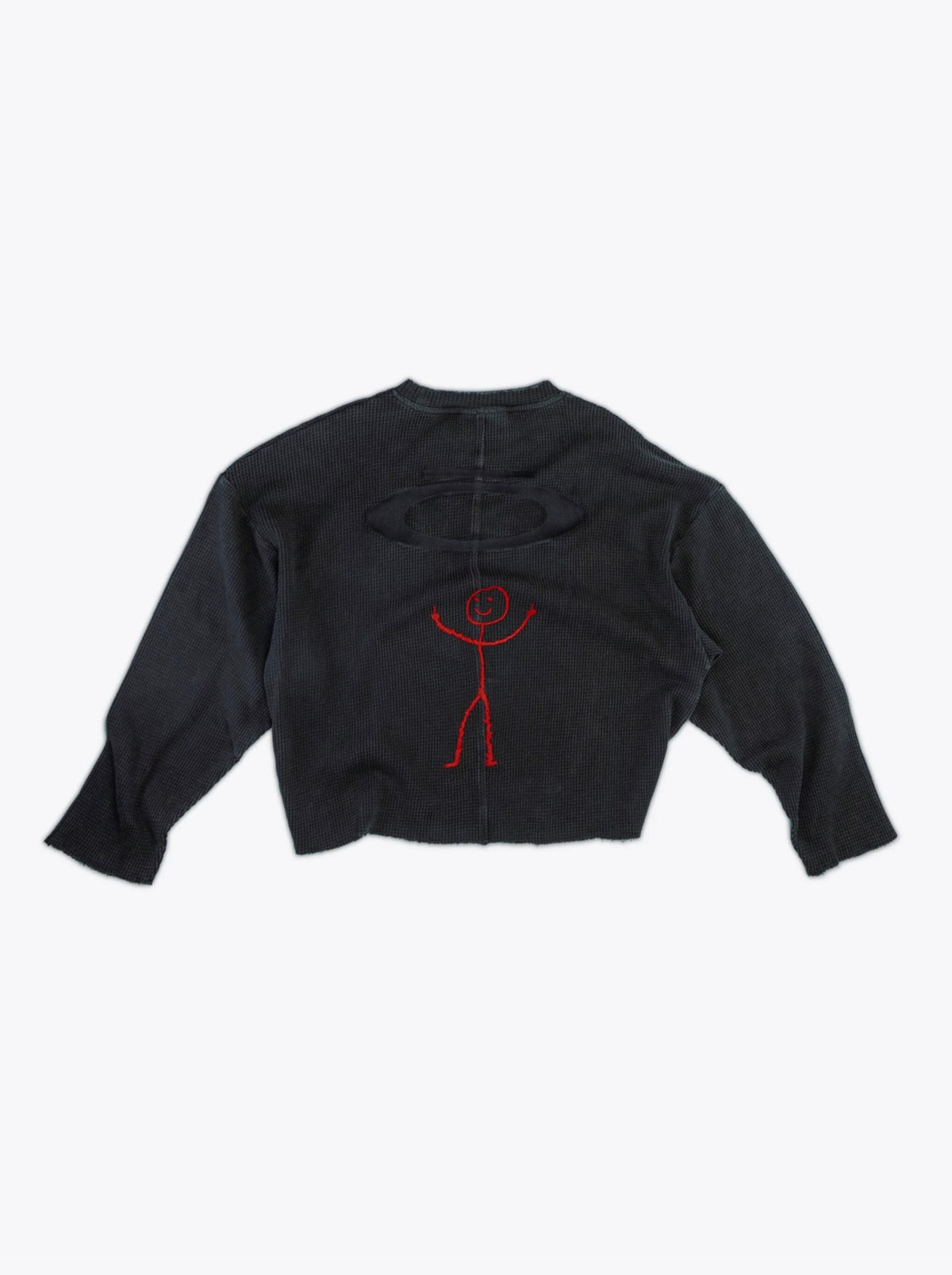T-SHIRT MANCHES LONGUES MAILLE GAUFRÉE - NOIR