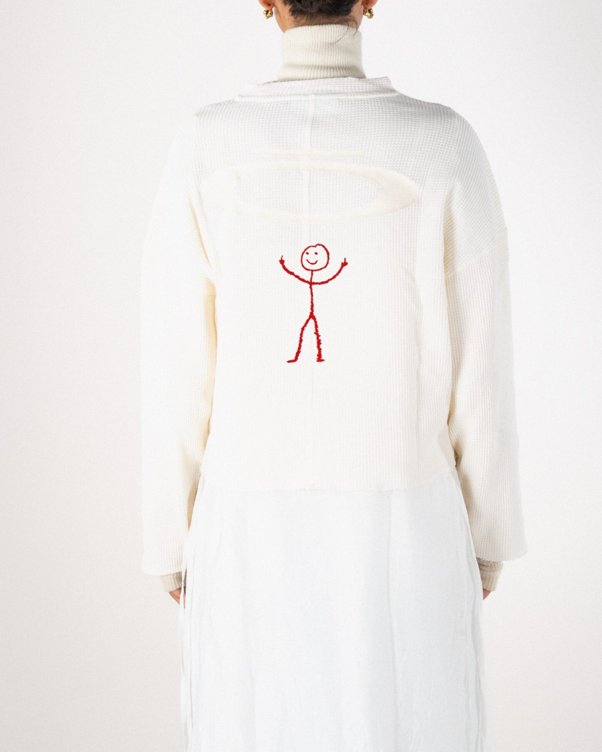 T-SHIRT MANCHES LONGUES MAILLE GAUFRÉE - BLANC
