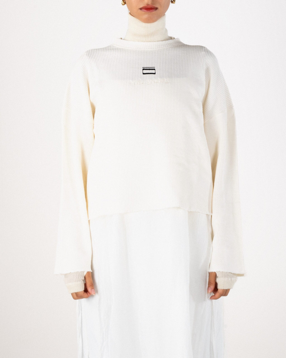 T-SHIRT MANCHES LONGUES MAILLE GAUFRÉE - BLANC
