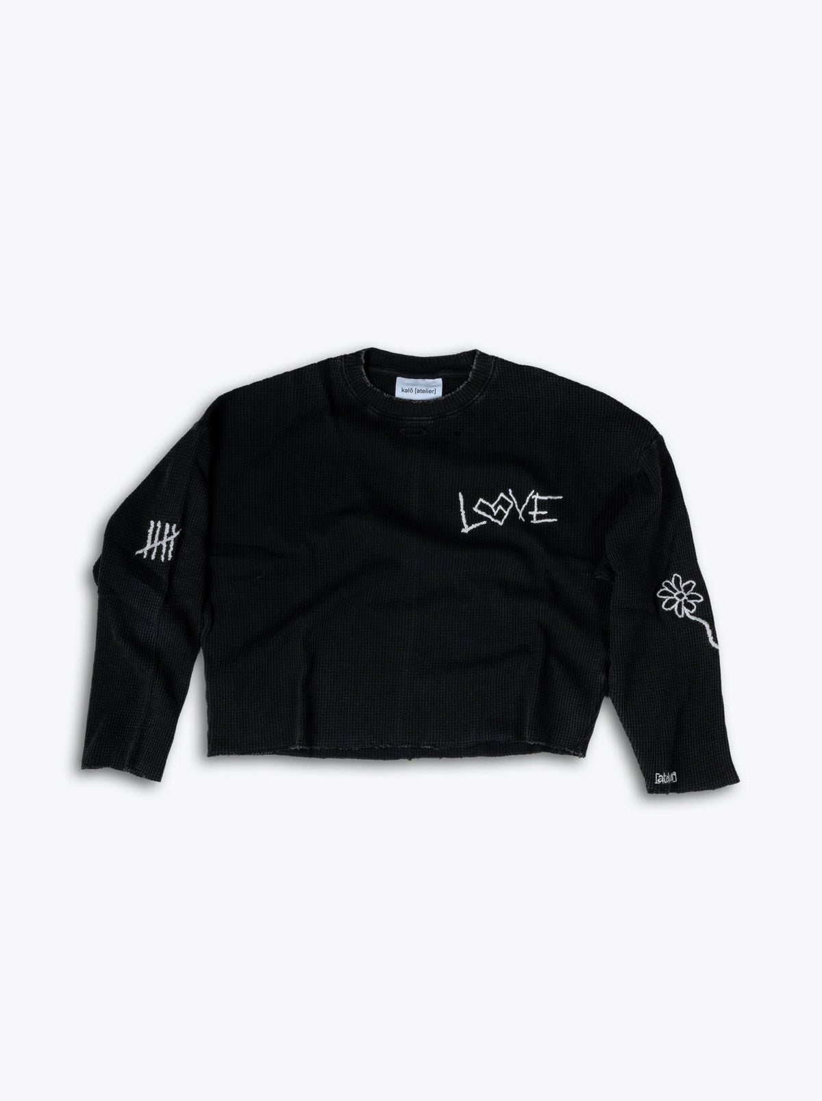 T-SHIRT MANCHES LONGUES MAILLE GAUFRÉE - NOIR