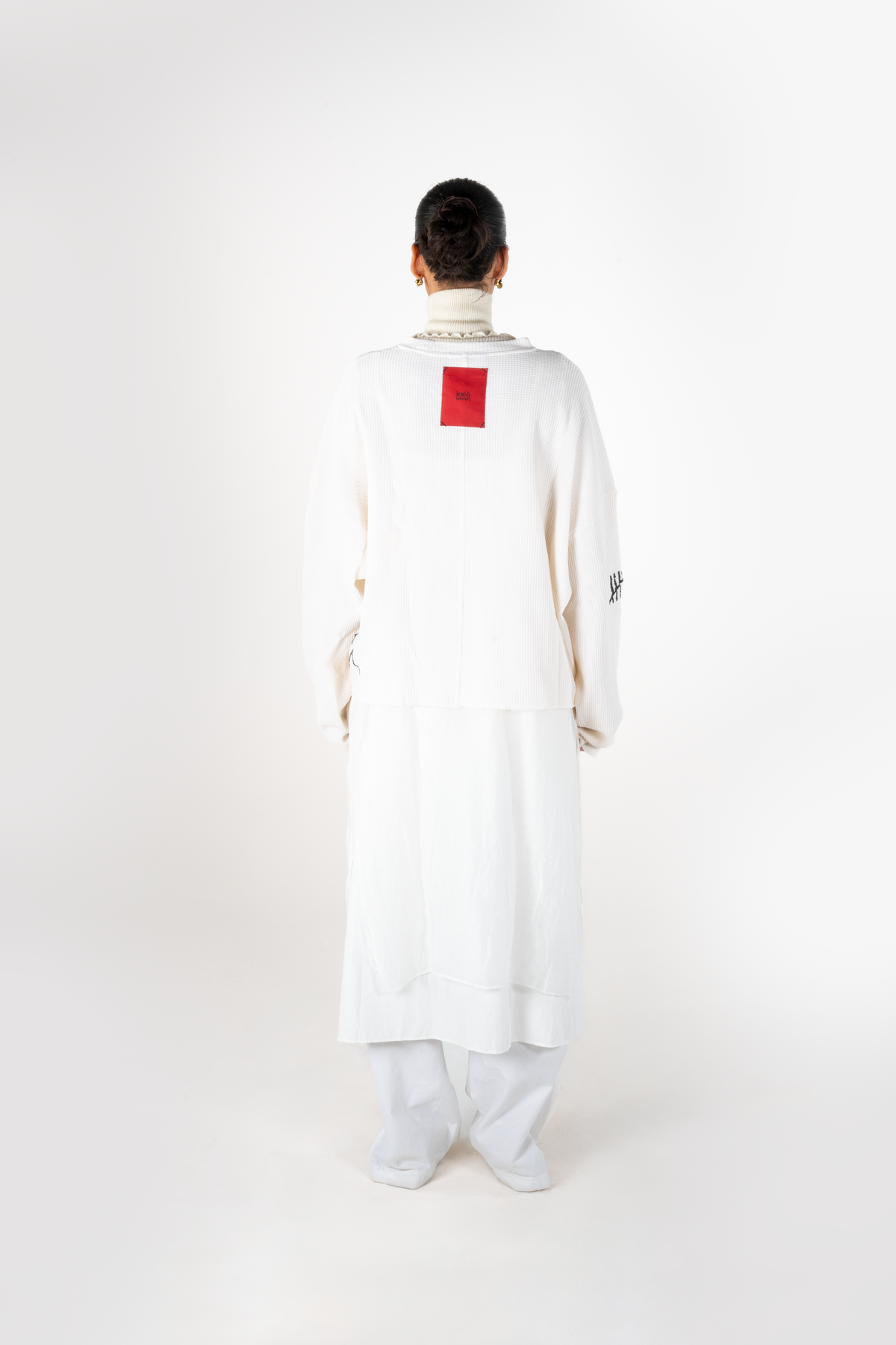 T-SHIRT MANCHES LONGUES MAILLE GAUFRÉE - BLANC