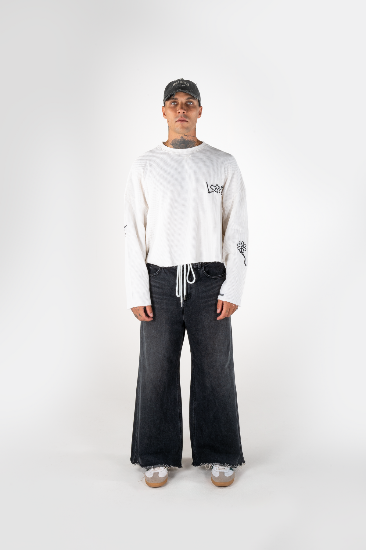 T-SHIRT MANCHES LONGUES MAILLE GAUFRÉE - BLANC