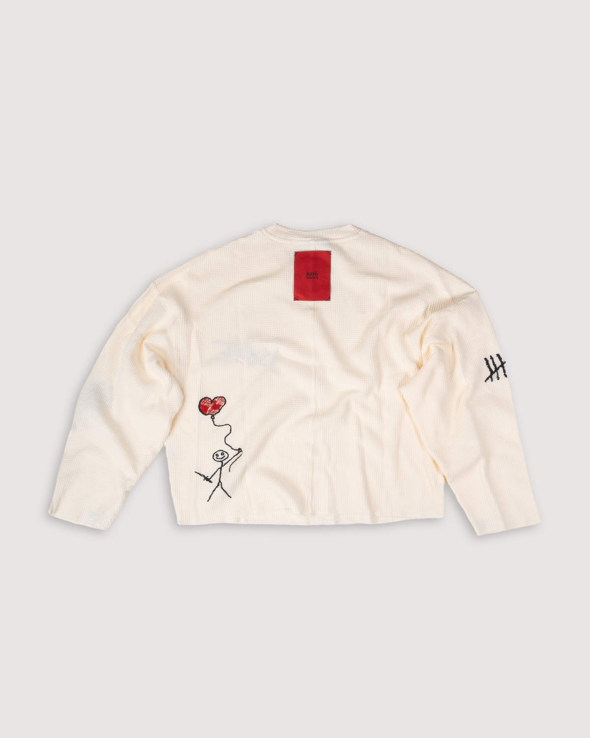 T-SHIRT MANCHES LONGUES MAILLE GAUFRÉE - BLANC