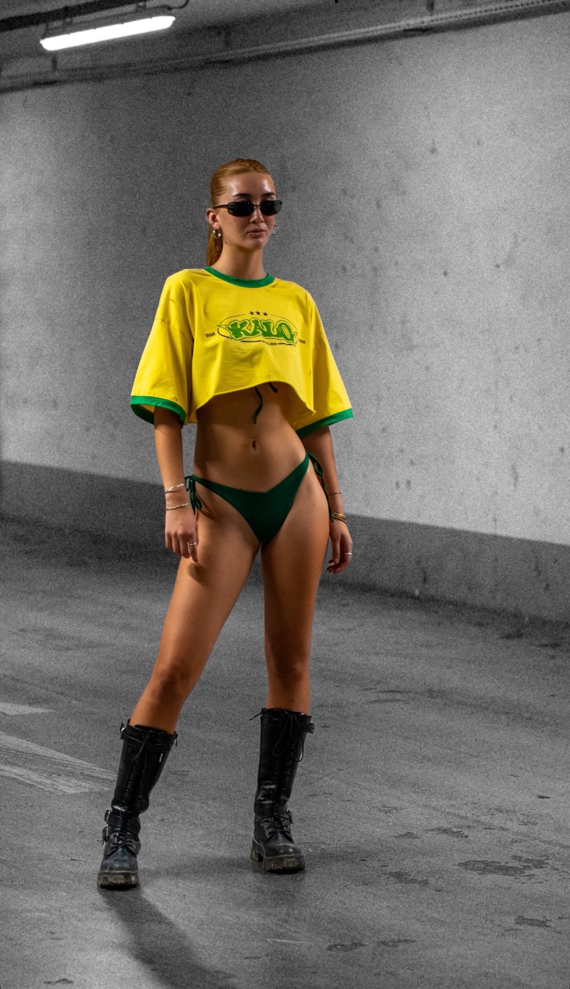 T-SHIRT FEMME CROPPED - JAUNE