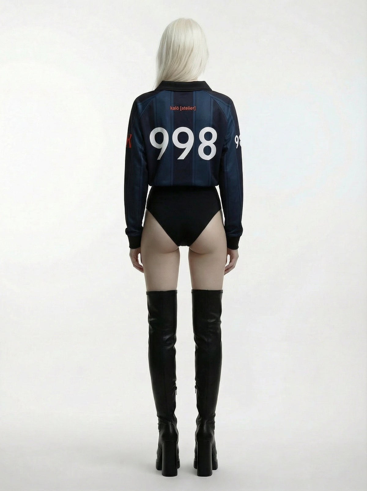 MAILLOT DE FOOTBALL À MANCHES LONGUES - NOIR ET BLEU MARINE