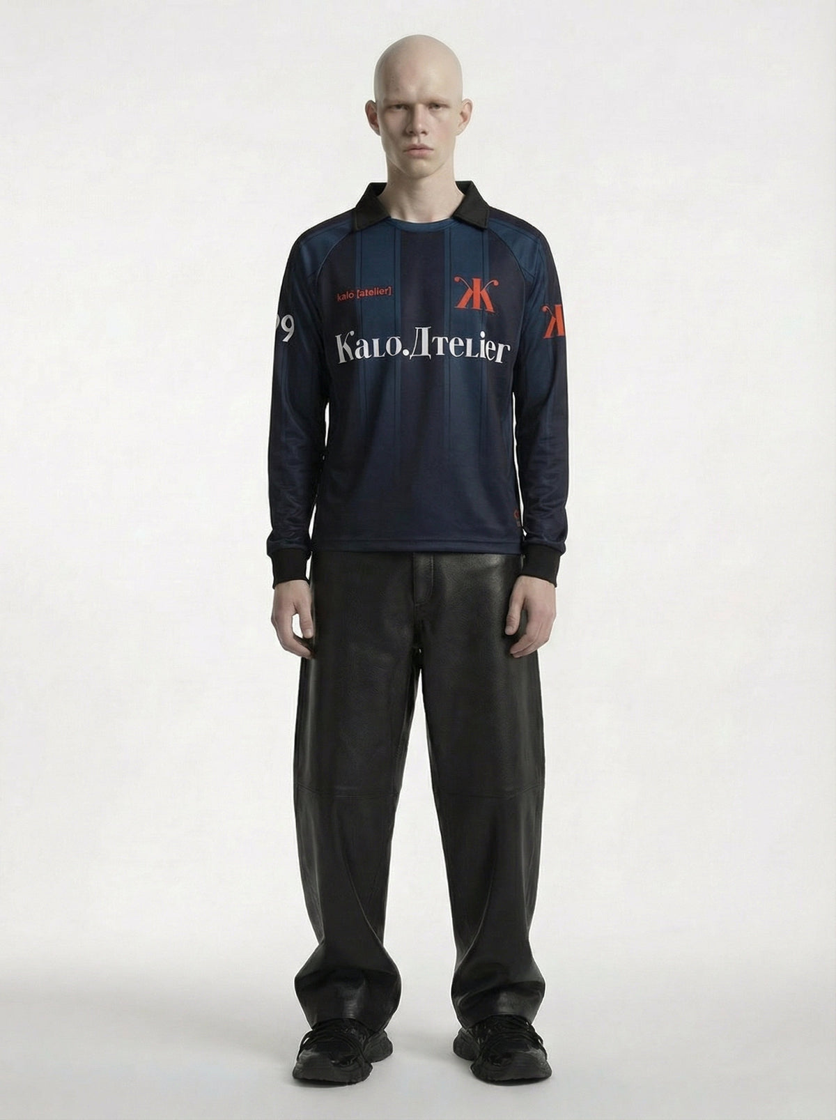 MAILLOT DE FOOTBALL À MANCHES LONGUES - NOIR ET BLEU MARINE